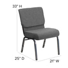 Flash Furniture HERCULES Series 21"W Stacking Church Chair with Silver Vein Frame - Grey Fabric-16 Gauge Steel Frame