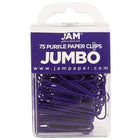 JAM Paper Coloured Jumbo Paper Clips, Large, Purple Paperclips, 5 Packs of 75, 375 Total (42186879g)-Length: 2"