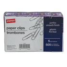 Staples Jumbo Paper Clips - Non-skid Finish - 500 Pack-Nickel finish resists rust and corrosion