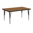 Flash Furniture 24"W x 48"L Rectangular Oak Thermal Laminate Activity Table - Height Adjustable Short Legs-Popular Rectangular Activity Table