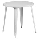 30'' Round White Metal Indoor-Outdoor Table Set with 4 Cafe Chairs [CH-51090TH-4-18CAFE-WH-GG]-White Powder Coat Finish