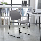 Flash Furniture HERCULES Series Grey Ultra-Compact Stack Chair with Black Frame-No-Fade Infused Polypropylene Material