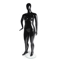 Can-Bramar RPPF-2 Plus Size  Female Abstract Fibreglass Mannequin  - Glass Base - Glossy Black-Removable arms, hands, one leg and the torso at the hip