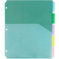 JAM Paper Index Tab Dividers with pockets - 5 Tabs-5-Tab Plastic Index Divider with pockets