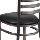 Flash Furniture HERCULES Series Clear Coated Ladder Back Metal Restaurant Chair - Black Vinyl Seat - 2 Pack-Curved Support Bar