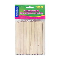 SelectumWooden Craft Popsicle Sticks, Natural, 4 1/2", 100/ Pack-Wood
