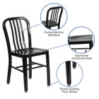 Flash Furniture Commercial Grade Black Metal Indoor-Outdoor Chairs - 2 Pack-Black Powder Coated Frame Finish