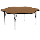 Flash Furniture – Table d’activités fleur de 60 po à surface en stratifié thermofusionné et pattes préscolaires réglables, chêne-Stratifié fini chêne