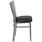 Flash Furniture HERCULES Series Silver Slat Back Metal Restaurant Chair - Black Vinyl Seat-Slat Back Design