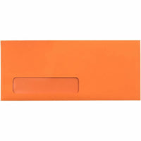 JAM Paper #10 Business Window Envelopes - 4.125" x 9.5" - Orange Recycled - 50 Pack-Colour: Orange Business Envelopes with Window
