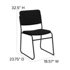 Flash Furniture HERCULES Series High Density Black Fabric Stacking Chair with Sled Base-Supportive Front Brace