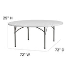 Flash Furniture 72" Round Granite Plastic Folding Table - White-1.75'' Thick Granite White Table Top