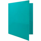 JAM Paper Plastic 2 Pocket School POP Folders, Teal Blue, 96 Pack-Paper weight: medium