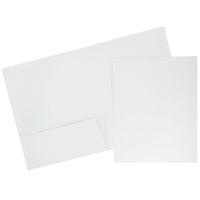 JAM Paper Glossy Two Pocket Presentation Folders, White, 50 Pack-White Glossy Presentation Folders