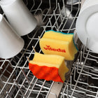 Vileda Scrunge Colours Scrub Sponge - 4 Pack-Side channels on sponge protect fingernails