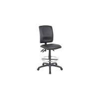 Nicer Interior Multi-Function Leather Drafting Chair without Arms - Black-Upholstered In Black Leatherplus - Leather infused with PU for added softness