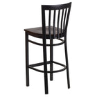 Flash Furniture HERCULES Series Black School House Back Metal Restaurant Barstool - Walnut Wood Seat - 2 Pack-.625" Thick Plywood Seat