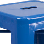 Tabouret de comptoir pour l'intérieur et l'extérieur de 24 po de hauteur en métal bleu sans dossier, avec siège carré-Quantité de pile: 4-8