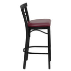Flash Furniture HERCULES Series Black Two-Slat Ladder Back Metal Restaurant Barstool - Burgundy Vinyl Seat-Ladder Back Design
