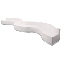 Flash Furniture HERCULES Alon Series Melrose LeatherSoft Reception Configuration, 8 Pieces, White-Contemporary Reception Set