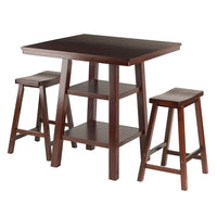 Winsome Orlando 3-Piece High Table Set, 2 Saddle Stools, Walnut (94308)-3-piece dining table set