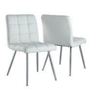 Monarch Specialties 1071 Dining Chair - White Leather-Look/Chrome - 2 Pack-Chic and modern white leather look finish