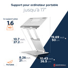 ShoppingAll - Support Ergonomique Réglable en Hauteur pour Ordinateur Portable - Argent-La conception creuse sur le panneau en aluminium améliore la circulation de l'air et la dissipation rapide de la chaleur
