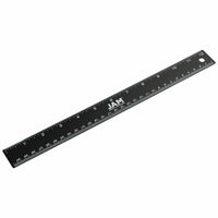 JAM PAPER - Regle en acier inoxydable avec envers antiderapant, 12", noir, paquet de 12-Couleur : Acier inoxydable noir