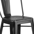 Flash Furniture Commercial Grade 30" High Distressed Black Metal Indoor-Outdoor Barstool with Back-Footrest