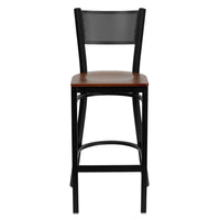 Flash Furniture - Tabouret de bar de la série HERCULES en métal noir à dossier grille - siège en bois de cerisier-Ensemble de 2 tabourets de bar en métal pour la salle à manger