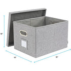 Bankers Box Collapsible Fabric Storage Box with Lid - Gray Hanging File Box with Handle - Letter/Legal - 15” x 12” x 10”-Deep, locking lift-off lid stays in place for secure file storage