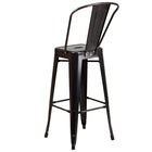 Flash Furniture 30" High Black-Antique Gold Metal Indoor-Outdoor Barstool with Back-Curved Back with Vertical Slat