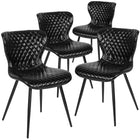 Flash Furniture - Chaise Bristol contemporaine rembourrée en vinyle noir-Rembourrage en vinyle noir à motifs diamants