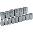 Gray Tools 15 Piece 1/2" Drive 12 Point SAE, Standard Chrome Socket Set, 3/8"-1-1/4"-Contains Sizes: 3/8", 7/16", 1/2", 9/16", 5/8", 11/16", 3/4", 13/16", 7/8", 15/16", 1", 1 1/16", 1 1/8", 1 3/16", 1 1/4".