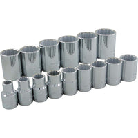 Gray Tools 15 Piece 1/2" Drive 12 Point SAE, Standard Chrome Socket Set, 3/8"-1-1/4"-Contains Sizes: 3/8", 7/16", 1/2", 9/16", 5/8", 11/16", 3/4", 13/16", 7/8", 15/16", 1", 1 1/16", 1 1/8", 1 3/16", 1 1/4".