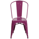 Chaise empilable en métal, intérieur/extérieur, violet (ET-3534-PUR-GG)-Chaise empilable de style bistro