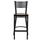 Flash Furniture HERCULES Series Black Grid Back Metal Restaurant Barstool - Walnut Wood Seat - 2 Pack-Set of 2 Metal Dining Bar Stools