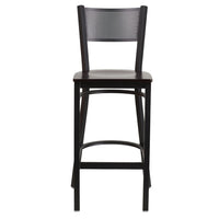 Flash Furniture HERCULES Series Black Grid Back Metal Restaurant Barstool - Walnut Wood Seat - 2 Pack-Set of 2 Metal Dining Bar Stools