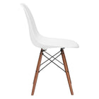 Nicer Furniture Eiffel Style Side Chair with Walnut Wood Legs - White - 4 Pack-Ergonomically shaped & comfortable curved seating - Great for Home, Office, Nurseries, Parties, Banquets, Bar and Cafe.