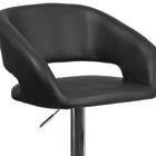 Flash Furniture Contemporary Black Vinyl Adjustable Height Barstool with Rounded Mid-Back & Chrome Base-Swivel Seat