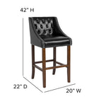 Flash Furniture Carmel Series 30" High Transitional Tufted Walnut Barstool with Accent Nail Trim - Black LeatherSoft - 2 Pack-Floor Protector Glides