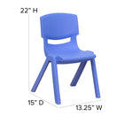 Flash Furniture Plastic Stackable School Chair with 12" Seat Height - Blue - 10 Pack-Contoured One-Piece Shell