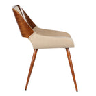 Armen Living Panda Mid-Century Fabric Dining Chair - Brown-Sturdy metal legs are walnut veneer finished