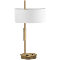 Dainolite Fitzgerald Modern Incandescent Table Lamp - 1 Light - Aged Brass with White Shade-Suitable for desks and Side Tables