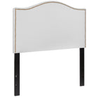Flash Furniture Lexington Upholstered Twin Size Headboard with Accent Nail Trim - White Fabric-Panel Headboard with Arched Top