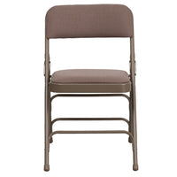 Flash Furniture HERCULES Series Curved Triple Braced & Double-Hinged Beige Fabric Metal Folding Chair-Padded Metal Folding Chair