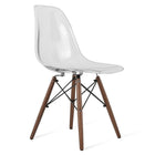 Nicer Furniture - chaise d'appoint de style Eiffel avec pieds en bois de noyer - transparent - paquet de 2-Siège moulé en plastique robuste de haute qualité
