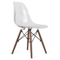 Nicer Furniture - chaise d'appoint de style Eiffel avec pieds en bois de noyer - transparent - paquet de 2-Siège moulé en plastique robuste de haute qualité