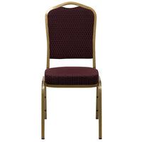 Flash Furniture – Chaise banquet empilable HERCULES à dossier couronne, siège 2,5 po, doré avec tissu bourgogne-Chaise de banquet multi-usages
