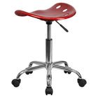 Flash Furniture Vibrant Wine Tractor Seat & Chrome Stool - Red-High Density Polymer Construction